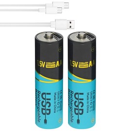 Tokeyla Rechargeable AA Batteries 1.5V 2200mAh Charges 2 Hours,with USB-C Charging Cable (2Pack)