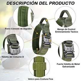 Kokila Collares Tácticos para Perro Ajustable, Mediano, Verde, M                                                                                      