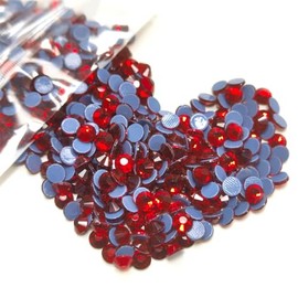 qiipii 400pcs SS30 Crystal Red Hotfix Rhinestones 6mm Flatback Hot Fix K9 Glass Round Siam Red Crystals Rhinestones Stones Gems Diamonds for Crafts Crafting Fabric Clothes Shoes Bag DIY Decoration