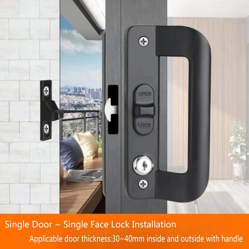 FARFELLNY Black Sliding Glass Door Handle Set,Patio Sliding Door Handle