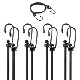 DEVPSISR 4PCS Bungee Cords with Hooks, Heavy Duty Extra Strong Outdoor Elastic Rope for Bundling Cargo,Camping,Tarps,Bike Rack,Outdoor Tent(Black,18inch)