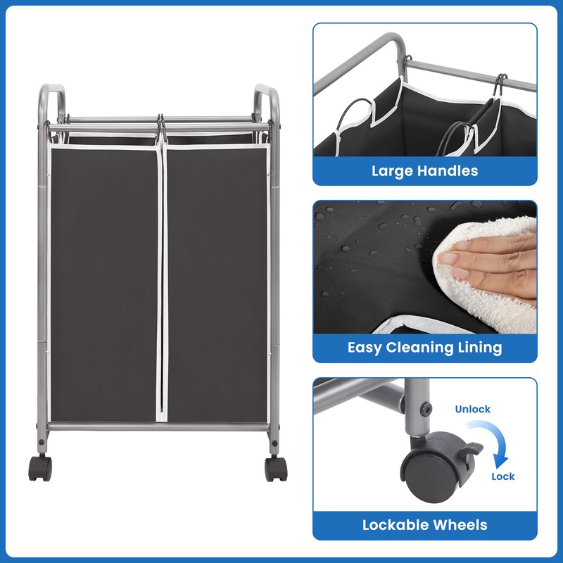 STORAGE MANIAC Laundry Sorter 2 Section, 90 L Gal Laundry