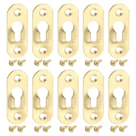 sourcing map 50Pcs Keyhole Picture Frame Hangers, 37x14mm Heavy Duty Metal Keyhole Hangers Plates Metal Hanging Brackets with Screws for Mirrors, Pictures, and Photo Frames, Gold