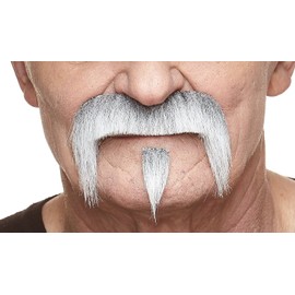 Mustaches Self Adhesive Grandpa's Fake Mustache, Novelty, False Facial Hair, Costume Accessory for Adults, Gray with White Color