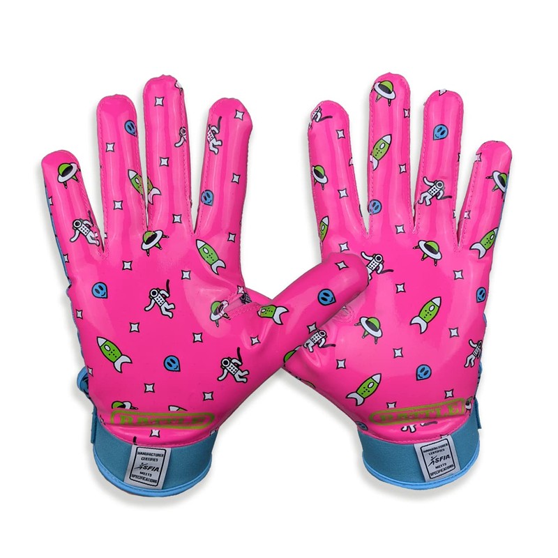 Battle Sports Alien Ultra-Stick Football Receiver Gloves for Adults (Pink,