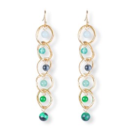 Melhill Gemstones Dangle Earrings For Sensitive Ears Gold Plated Chain Design Natural Green Boho Vintage Jewelry for Women