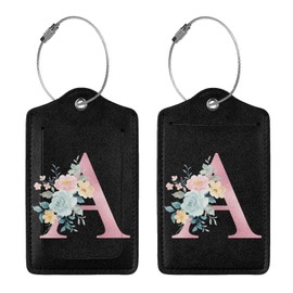 2 Pcs Letter A Luggage Tags for Suitcase, Unique Letters Tag, Travel Gifts for Privacy Cover ID Label with Stainless Steel Loop and Address Card
