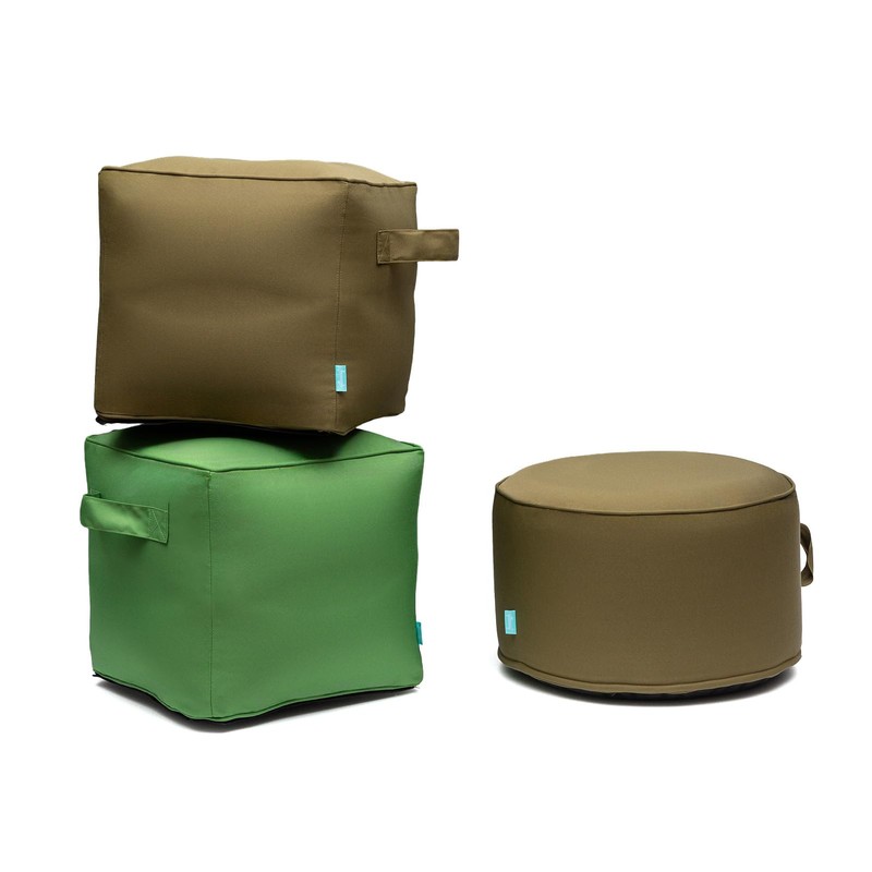 QILLOWAY Inflatable Outdoor Ottoman for Patio, Water Resistant Pouf Cube