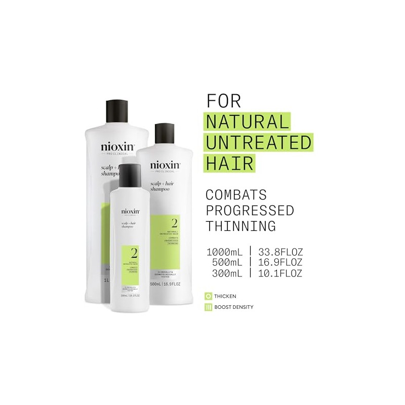 Nioxin Cleanser Shampoo System 2 for Fine Hair with Progressed