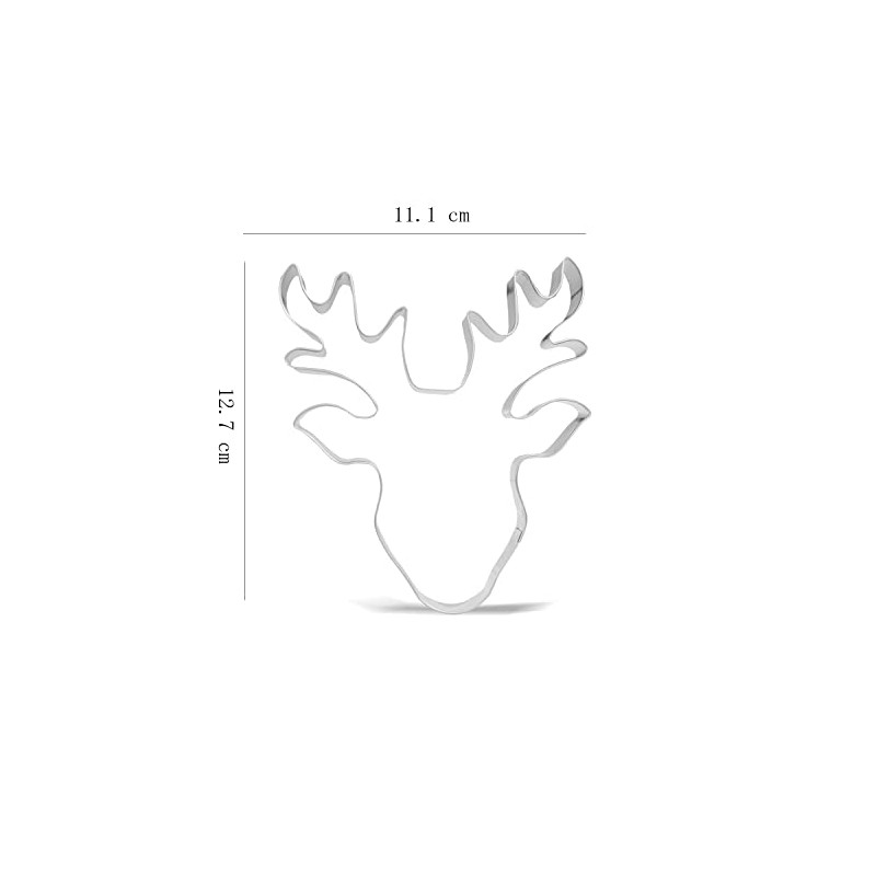 12.7 cm Large Christmas Reindeer Face Cookie Cutter - Stainless