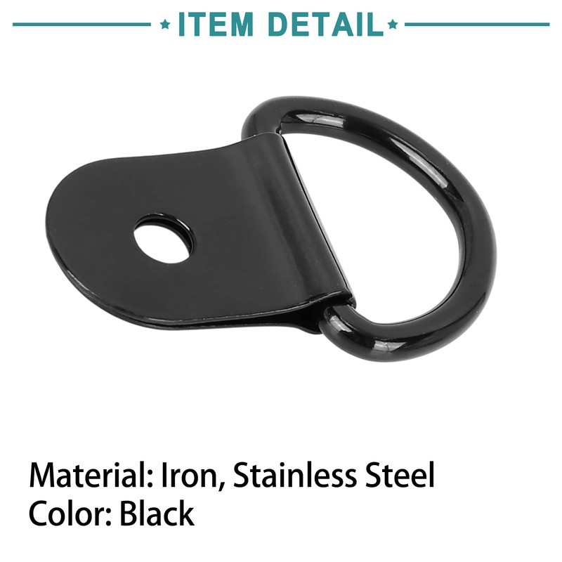 ACROPIX Car D-Ring Anchor Auto Trunk Black 20pcs