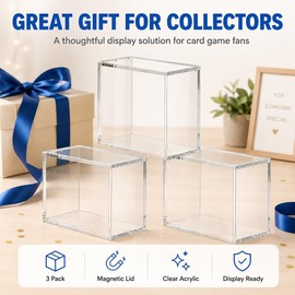 ETB Protector Case Magnetic Lid Acrylic Display Box Elite Trainer – 5 mm Thick Clear Storage Case – Stackable Dust Resistant Organizer for Trading Card Box Display – 4 Pack (4)