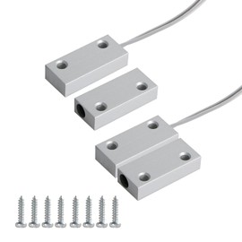 Ohamtes 2 sets Silver MC-51 NC, Surface Mount Wired Reed Switch, Door and Window Sensor, Reed Switch, Cabinet Light Bar Sensor