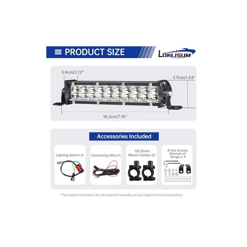 Motorcycle Headlight 60 W 2500 Lm for 22 mm 7/8