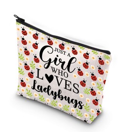Ladybugs Canvas Makeup Bag Good Luck Ladybug Gifts Bug Gifts for Girls Ladybug Party Gifts Red Ladybug Zipper Pouch (Loves Ladybugs 1uk)