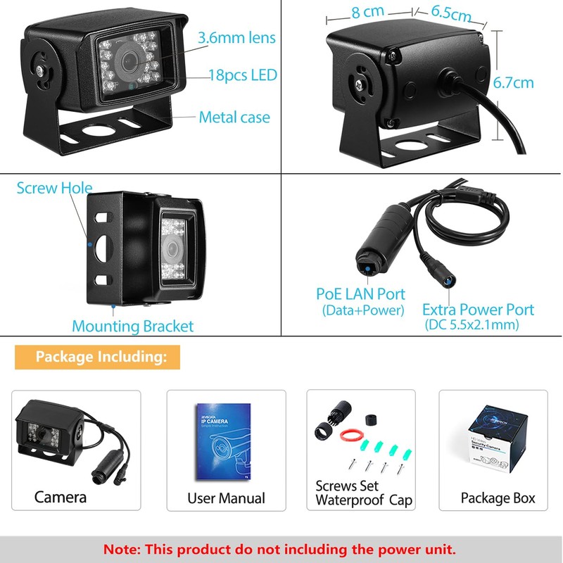 REVODATA 4K 8MP POE IP Camera, IP65 Waterproof Camera, 3.6