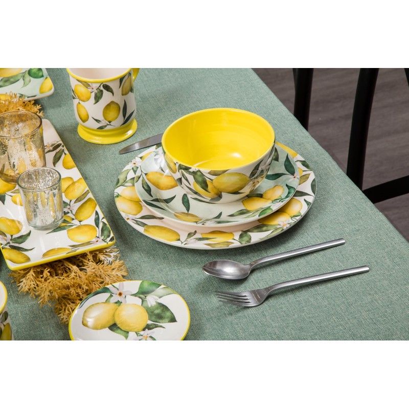 Bico Lemon Dreams 11 inch Dinner Plates, Set of 4,