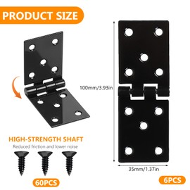 Pack of 6 Box Hinges, Foldable, Door Hinges, Furniture Hinges for Drawers, Door Hinges Heavy Duty, Galvanised Screw-On Hinges Furniture Strap for Wooden Doors, Wooden Crates, Cabinets (100 x 35 mm)