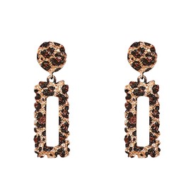 Solighter Leopard Print Hollow Geometric Large Square Dangle Stud Earrings for Women Bohemian Vintage Irregular Statement Earrings Party Jewelry (Leopard)
