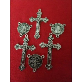 12 pc Crucifix & Centerpieces Crosses New Centers 2" Making Rosary ITALY
