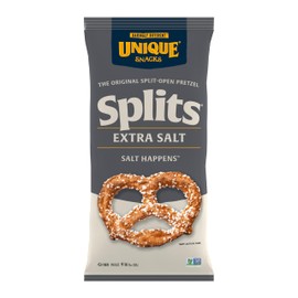 Unique Snacks Extra Salt Splits Pretzels, Original Split-Open Pretzels, Delicious Homestyle Baked Snack Bag, OU Kosher, and Non-GMO Food, No Artificial Flavor, 11 Oz. Bag, Pack of 3