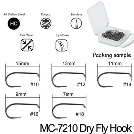 Maxcatch 100pcs Barbless Fly Fishing Hooks for Fly Tying Dry Nymph Wet Shrimp Jig Hook with Mini Fly Box (Dry Fly Hook(Barbless), #14-100pcs)