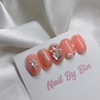 [Handmade Nail Tips] Coral Princess Nails - Long Oval /