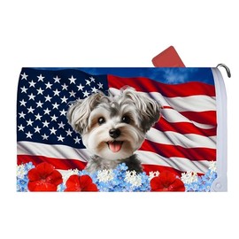 Yorkiepoo Silver - Best of Breed Patriotic Dog Breed Mail Box Cover