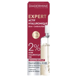 Diadermine – Rides Expert Serum – Aktiv Hyaluronsäure – Booster d'Eclat – Aufpolstert und glättet – reduziert Flecken – Gesichtspflege – reife und trockene Haut – 30 ml Flasche