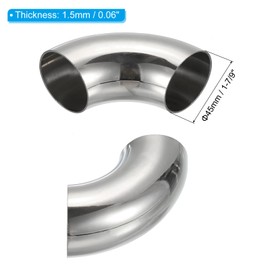 PATIKIL 2pcs 90 Degree Mandrel Bend Elbow, 1 7/9 Inch OD Steel Exhaust Elbow Exhaust Piping Connector 316 Stainless Steel for Exhaust Pipe Stair Handrail HVAC