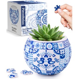 PieceRelax 3D Puzzle Planter 80 Pieces - Flower Pot - Danish Folklore Style, Home Decor Flower Pots for Indoor Cactus, Succulents Pots [K1117]