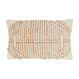 SARO LIFESTYLE Woven Elegance Diamond Throw Pillow Cover, Natural, 14"x20"