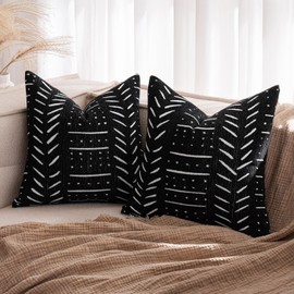 MIULEE Set of 2 Cushion Covers, 40 x 40 cm, Black Chenille, Boho Cushion Covers, Sofa Cushion, Decorative Cushion, Elegant Design for Couch, Sofa, Living Room