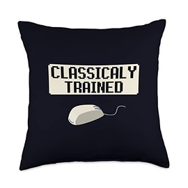PC Gamer Humor, Old School Mouse, and Keyboard Gaming Fun Throw Pillow