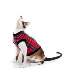 Kotomoda cat wear Knitted roll-Neck Sweater Plaid Red (XS)