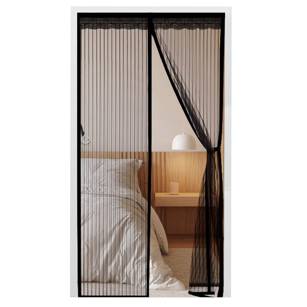 Fly Screen for Doors, Magnetic Fly Screen Door Bug Mesh Curtain Fly Nets for Keeping Out Flies, Auto Closer, Insect Curtains for Patio & Back Doors, 80 x 210cm (Black)