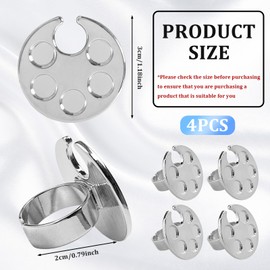 4 Pcs Mini Nail Art Palette Finger Ring Nail Polish Holder Glue Container for Painting Nails Wearable Metal Manicure Tool Makeup Palettes