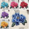 Royal Blue Peony Rose Iron-On Embroidered Patches for Clothes, Hats,