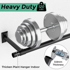 2 Pack Hanging Planters for Indoor Plants, 32 Inch Heavy Duty Plant Hanger Indoor, 1 Inch Diameter Metal Rod, Hanging Plant Holder for Window Wall, Matte Black, Square Flange Base, Pot Not Included