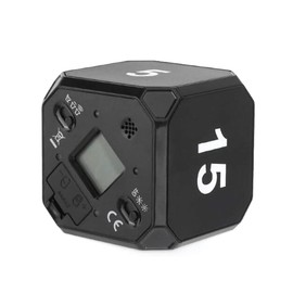 Hoshen Gravity Sensor Cube Timer, 5-15-25-45 Minutes Time Management Countdown Reminder, Kitchen Baking Reminder, Original Box (Without Battery)，Black