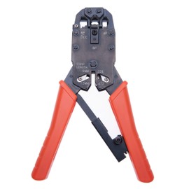 Crimping Tool Wire Crimping Pliers Ratchet Cable Cutter for 4P, 6P, 8P / RJ-10, RJ-11, RJ-12, RJ-45 / Cat5, Cat5e, Cat6, Cat6e, Cat7 | Stripping Cables Crimping Cutting Tool Hand Tool