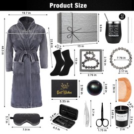 Nuogo 15 Pcs Birthday Gifts for Men Beard Care Set for Him Christmas Gifts Basket Ideas Kit for Men Tumbler Bath Robe for Dad Husband Boyfriend Box (Darkgray)