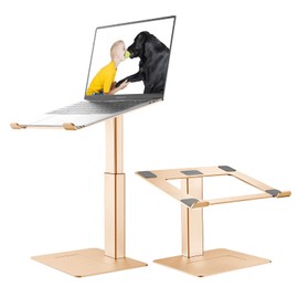VECOFO Laptop Stand for Desk, Ergonomic Aluminum Laptop Stand Adjustable Height from 7-15", Sitting and Standing Laptop Riser for 10-17" Notebook (Gold)