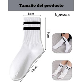 6 Pares Calcetas Deportivas Mujer, Calcetas Largas Mujer Deportivas, Calcetas Blancas, Diseño Clásico Que Se Puede Combinar Con Cualquier Prenda y Calzado Que Elija