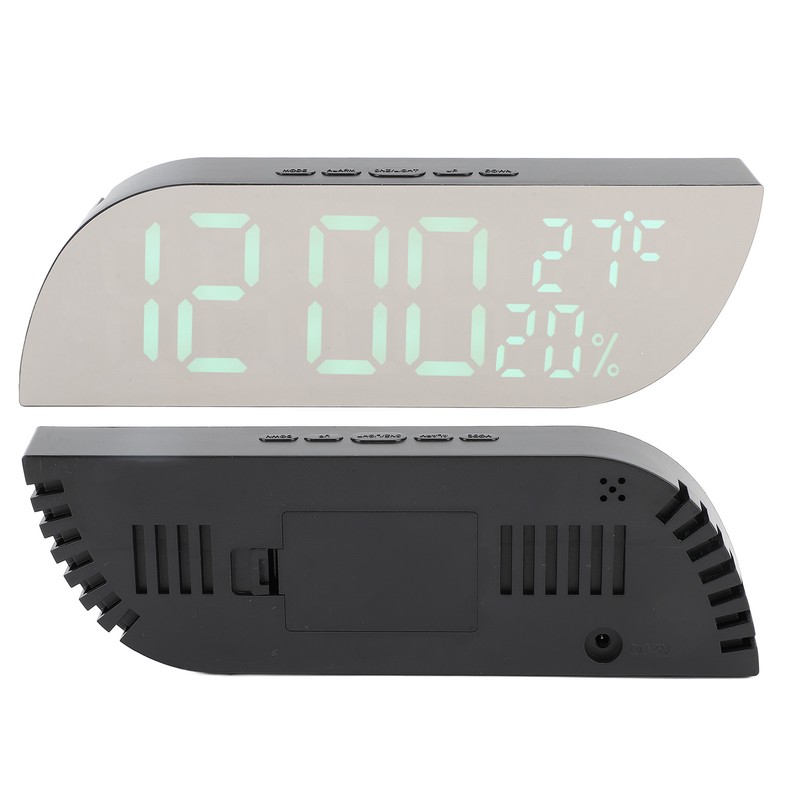 Digital Alarm Clock Multifunction Innovative Silent Temperature Humidity LED Mirror
