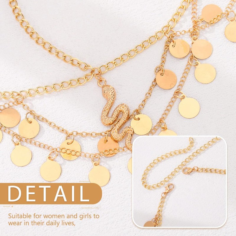 Reaky Gold Sequin Head Chain Snake Hair Chain Egyptian Headpiece