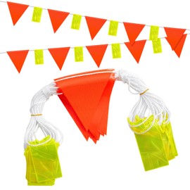 Preboun Perimeter Marking Flags 102 Ft/ 45 Pcs Caution Pennant Banner Flags Safety Flags for Traffic Barrier Construction Warning Of Hazardous Areas, Scaffolding, Sporting Events (Stylish Style)