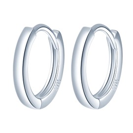 MOOFUN Hoop Earrings 925 Silver Large Earrings Women's Earrings 14 mm Silver/Rose Gold/Gold Earrings Hoop Earrings for Mum Best Friend Teenager Girls Grandma Sister Women Gift Birthday Gift, Sterling