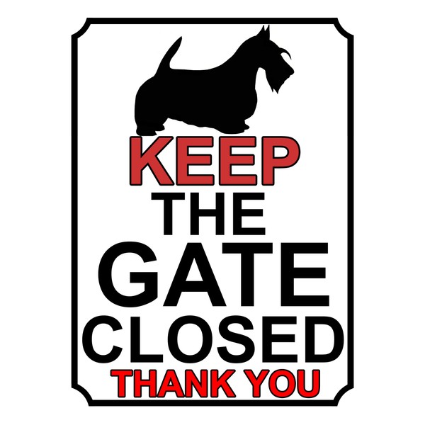 KEEP THE GATE CLOSED THANK YOU SCOTTIE DOG THEME METAL