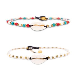 Made by Nami Surfer Anklet with Beads Women & Girls - Handmade Festival & Beach Accessories - Goa Hippie Anklet - Anklet Colourful Oriental, Cotton